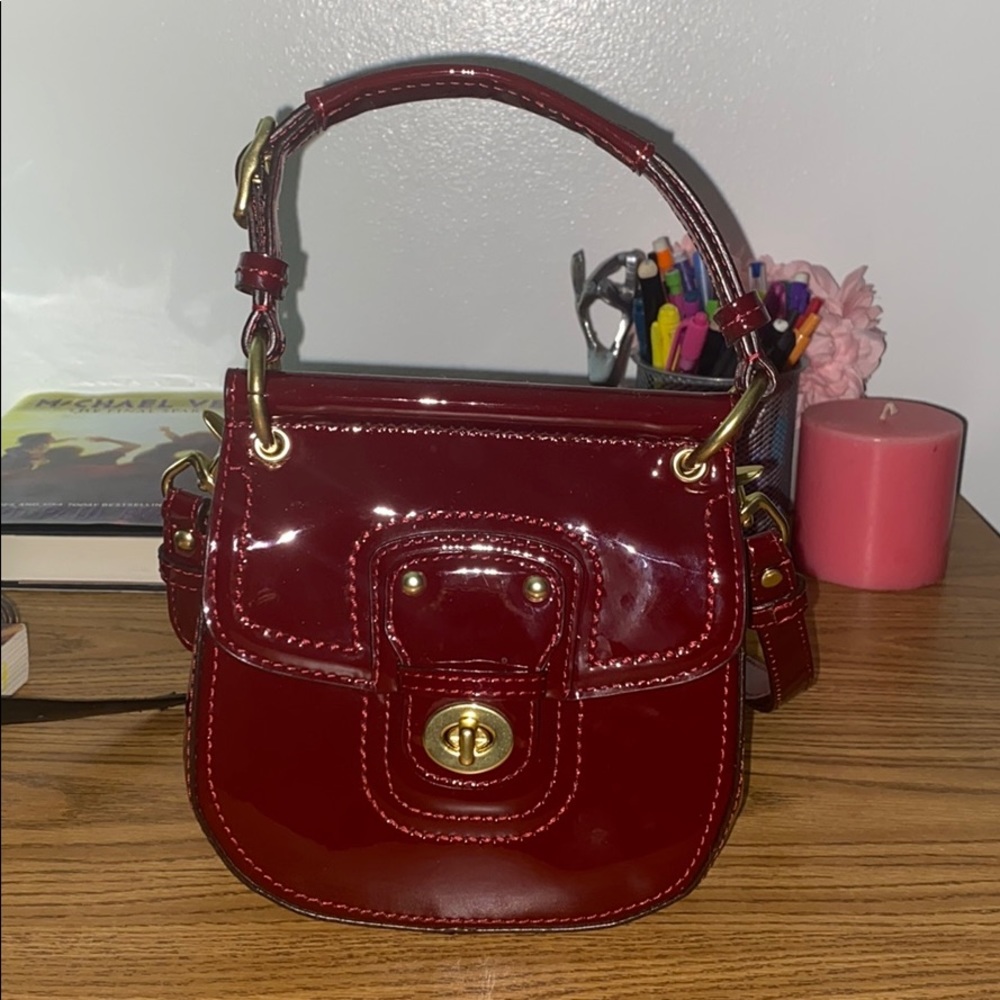 Coach burgundy leather mini handbag/crossbody bag